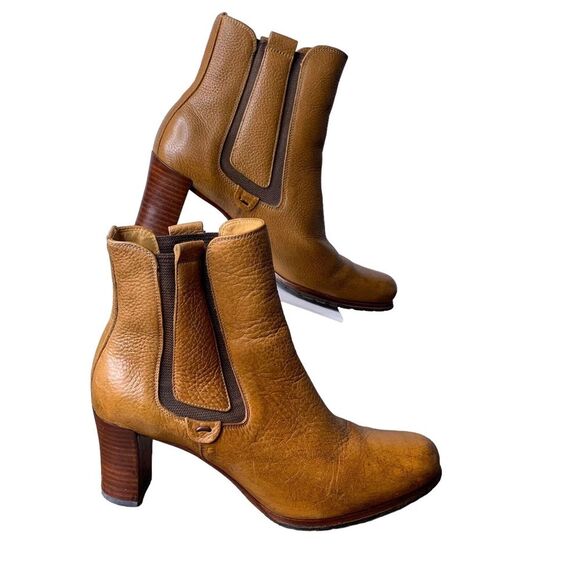 Cole Haan‎ Boots Womens 6.5B Brown Leather Booties Vibram Sole Comfort Pull On - Picture 1 of 12